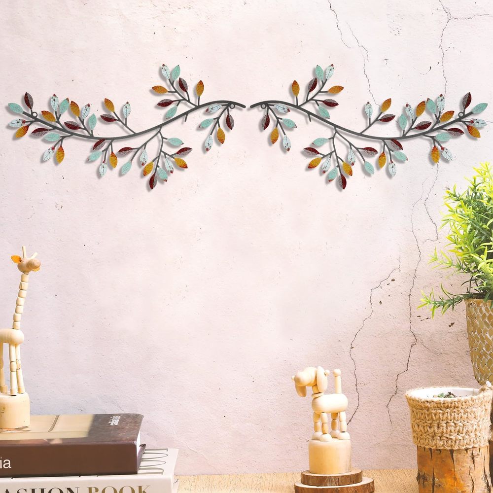 2 Pieces Metal Tree Leaf Wall Decor Vine Olive Branch Leaf Wall Art Wrought😀